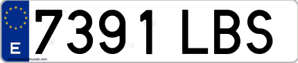 Ejemplo de matrícula de coche ordinaria 7391 LBS