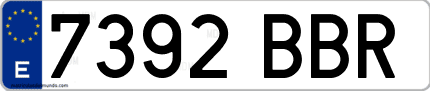 Ejemplo de matrícula de coche ordinaria 7392 BBR