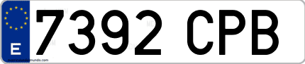 Ejemplo de matrícula de coche ordinaria 7392 CPB