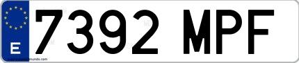 Ejemplo de matrícula española 7392 MPF