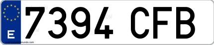 Ejemplo de matrícula española 7394 CFB
