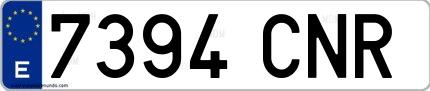 Ejemplo de matrícula española 7394 CNR