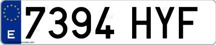 Ejemplo de matrícula española 7394 HYF
