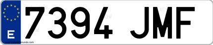 Ejemplo de matrícula española 7394 JMF