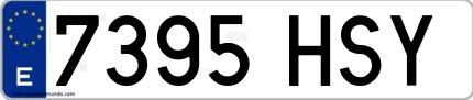Ejemplo de matrícula española 7395 HSY