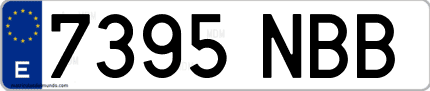 Ejemplo de matrícula de coche ordinaria 7395 NBB