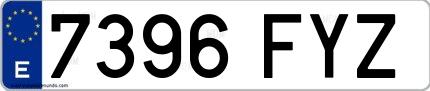 Ejemplo de matrícula española 7396 FYZ