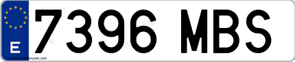 Ejemplo de matrícula de coche ordinaria 7396 MBS