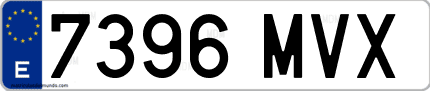 Ejemplo de matrícula de coche ordinaria 7396 MVX
