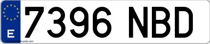 Ejemplo de matrícula española 7396 NBD