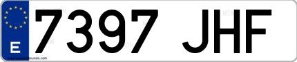 Ejemplo de matrícula española 7397 JHF