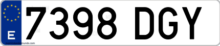 Ejemplo de matrícula de coche ordinaria 7398 DGY