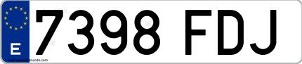Ejemplo de matrícula española 7398 FDJ