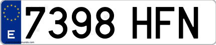 Ejemplo de matrícula de coche ordinaria 7398 HFN