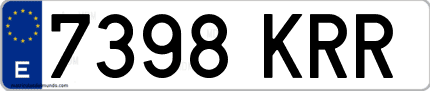 Ejemplo de matrícula de coche ordinaria 7398 KRR