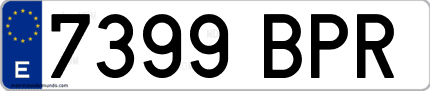 Ejemplo de matrícula de coche ordinaria 7399 BPR