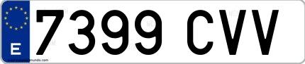 Ejemplo de matrícula española 7399 CVV