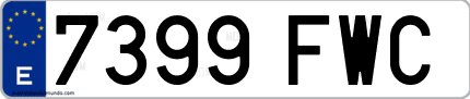 Ejemplo de matrícula de coche ordinaria 7399 FWC