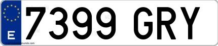 Ejemplo de matrícula española 7399 GRY