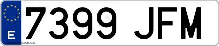 Ejemplo de matrícula española 7399 JFM