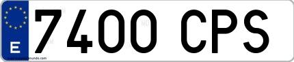 Ejemplo de matrícula española 7400 CPS