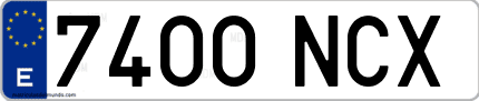 Ejemplo de matrícula de coche ordinaria 7400 NCX