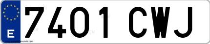 Ejemplo de matrícula española 7401 CWJ