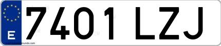 Ejemplo de matrícula española 7401 LZJ