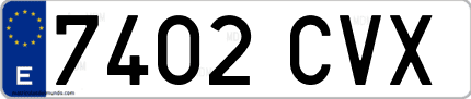 Ejemplo de matrícula de coche ordinaria 7402 CVX