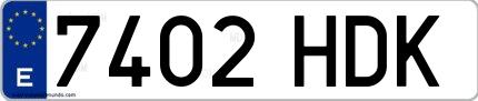 Ejemplo de matrícula española 7402 HDK