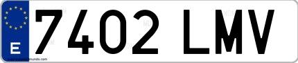 Ejemplo de matrícula española 7402 LMV