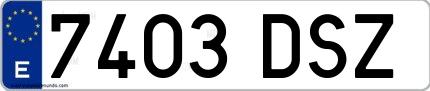 Ejemplo de matrícula española 7403 DSZ