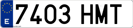 Ejemplo de matrícula de coche ordinaria 7403 HMT