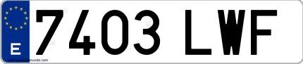 Ejemplo de matrícula española 7403 LWF