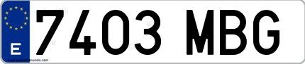 Ejemplo de matrícula española 7403 MBG