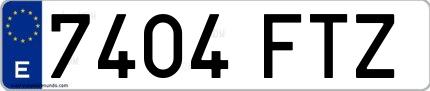 Ejemplo de matrícula española 7404 FTZ