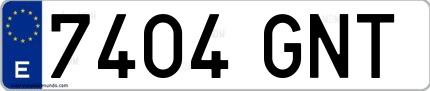 Ejemplo de matrícula española 7404 GNT