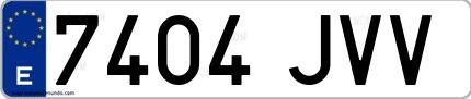 Ejemplo de matrícula española 7404 JVV