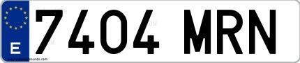 Ejemplo de matrícula española 7404 MRN