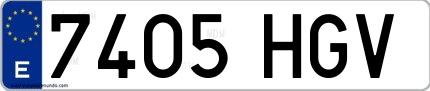 Ejemplo de matrícula española 7405 HGV