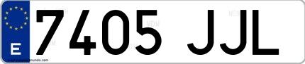Ejemplo de matrícula española 7405 JJL