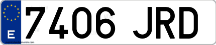 Ejemplo de matrícula de coche ordinaria 7406 JRD