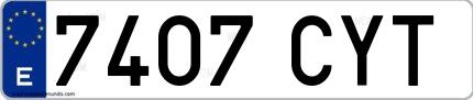 Ejemplo de matrícula española 7407 CYT