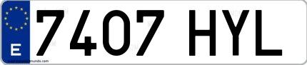 Ejemplo de matrícula española 7407 HYL