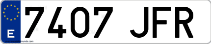 Ejemplo de matrícula de coche ordinaria 7407 JFR