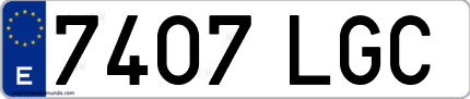Ejemplo de matrícula de coche ordinaria 7407 LGC