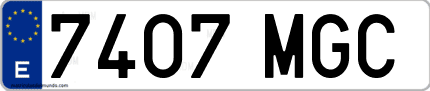 Ejemplo de matrícula de coche ordinaria 7407 MGC