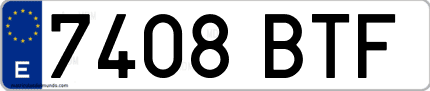 Ejemplo de matrícula de coche ordinaria 7408 BTF