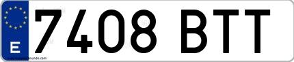 Ejemplo de matrícula española 7408 BTT