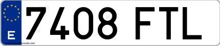 Ejemplo de matrícula española 7408 FTL
